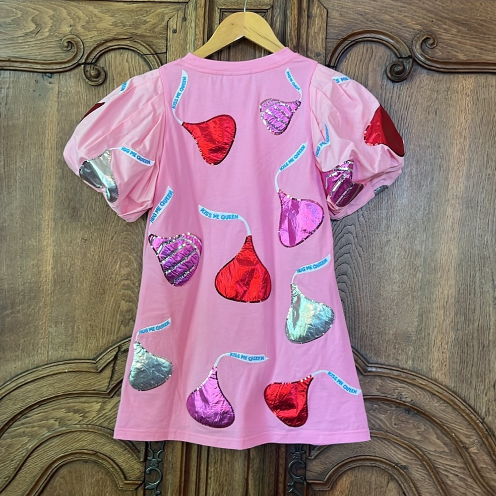 Queen Of Sparkles Kids Pink Kiss Me Queen Poof Sleeve Dress - Picture 7 of 11